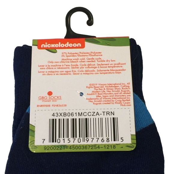 Nickelodeon Rugrats Reptar Men's Blue Crew Socks Size 6-12 - Picture 5 of 5